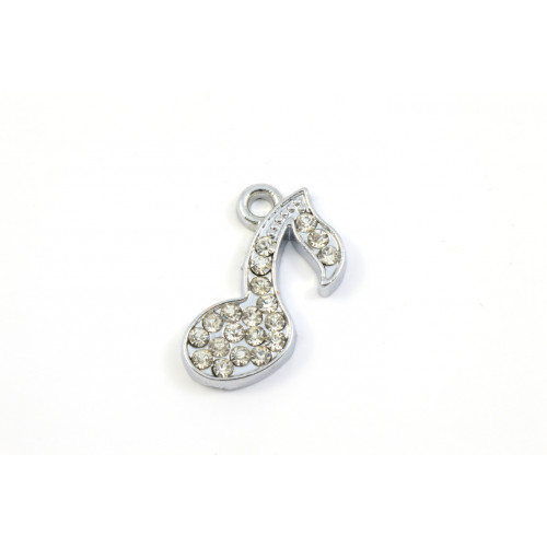 MUSIC NOTE CHARM WITH CRYSTAL CLEAR RHINESTONES 